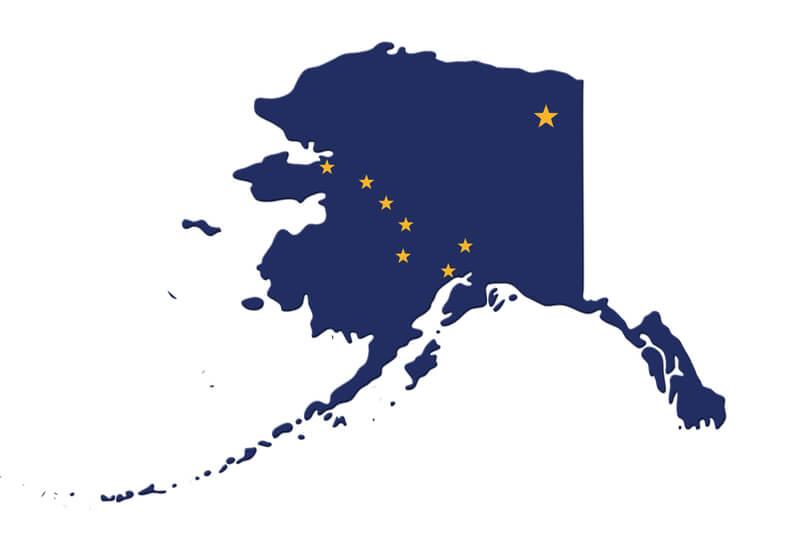 Alaska state flag overlay of Alaska